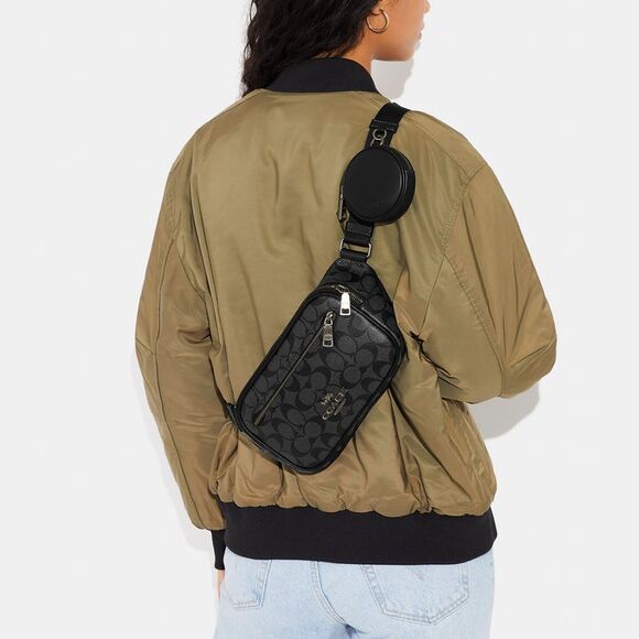 NWT Coach Outlet Elias Belt Bag In Signature Canvas - Picture 5 of 6